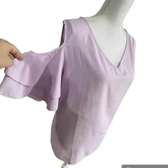 Light Breezy Short Sleeves Summer Cold Shoulder Blouse Top XL - Picture 9 of 16